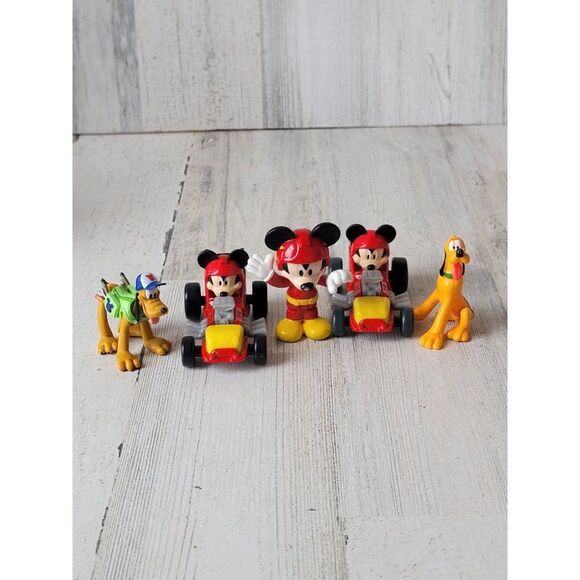 Disney Mickey Mouse Pluto mechanic car race set toy figure - Picture 1 of 11